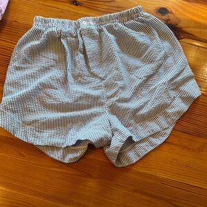 Free People Blue and White Striped High Waist Shorts